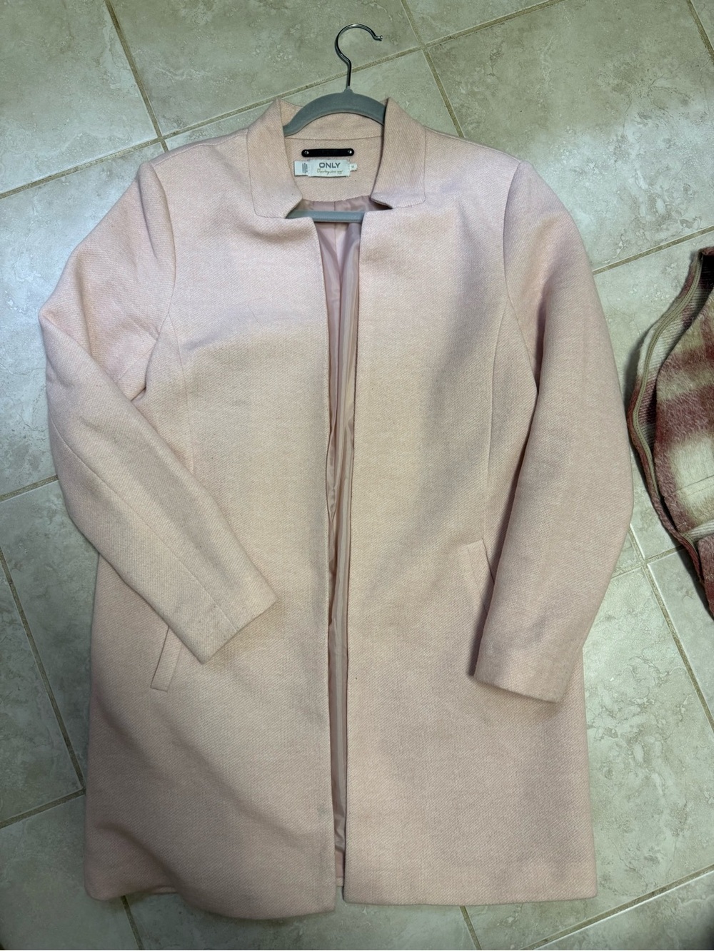 ONLY Pale Pink Open-Front Pea Coat